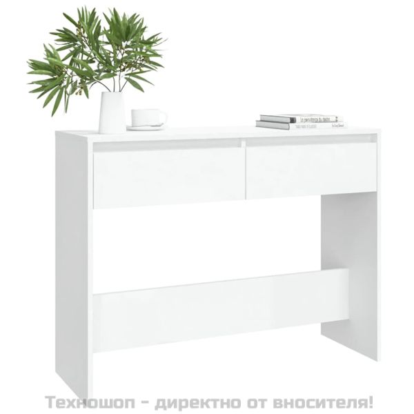 Конзолна маса, бяла, 100x35x76,5 см, инженерно дърво