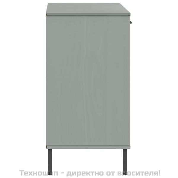 Бюфет с метални крака сива 113x40x77 см масивно дърво OSLO
