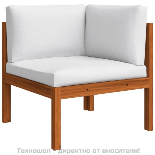 Градински ъглов диван с възглавници, дърво, акация и въже