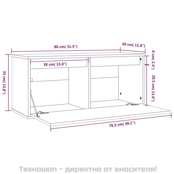 Стенен шкаф, бял, 80x30x35 см, борово дърво масив