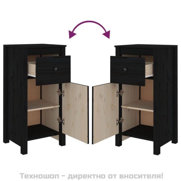 Сайдборди, 2 бр, черни, 40x35x80 см, бор масив