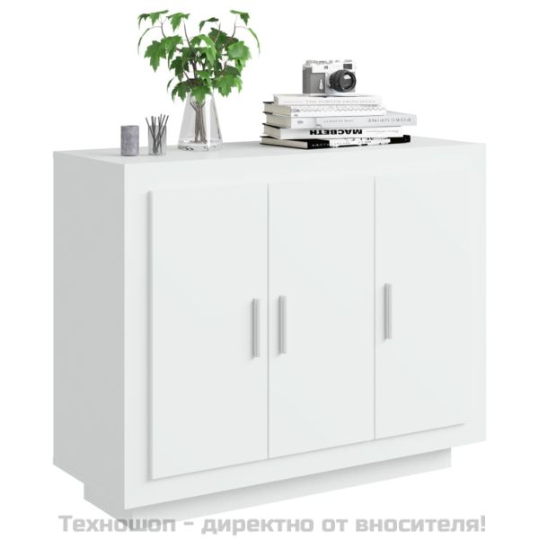 Сайдборд, бял, 92x35x75 см, инженерно дърво