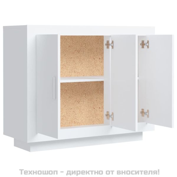 Сайдборд, бял, 92x35x75 см, инженерно дърво