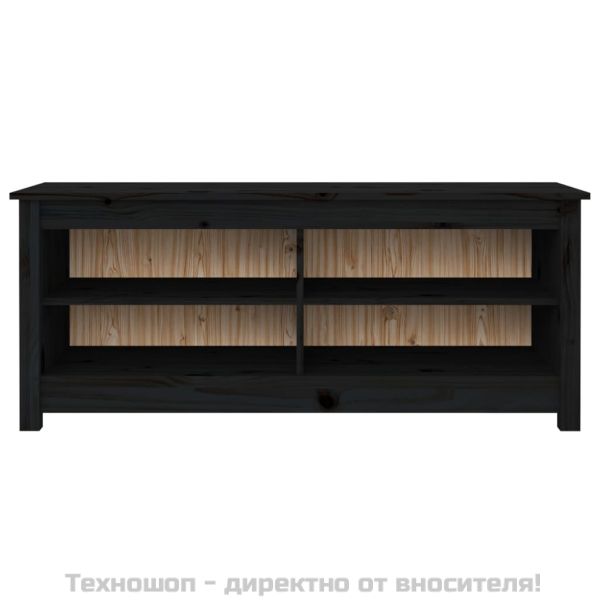 Пейка за обувки черна 110x38x45,5 см масивна борова дървесина