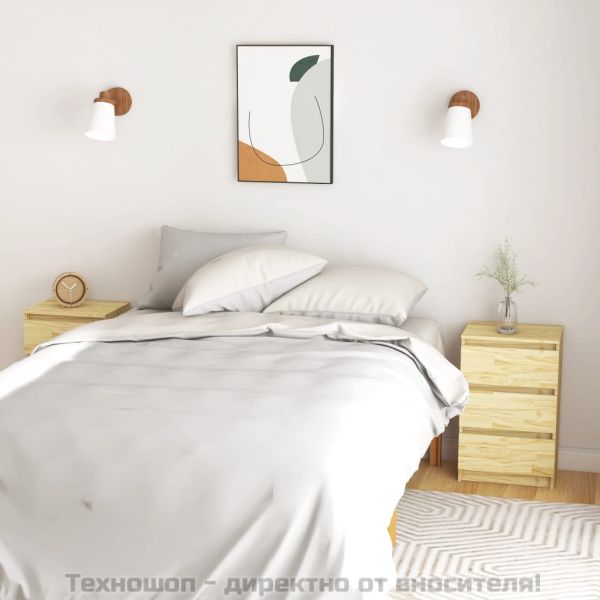 Нощни шкафчета, 2 бр, 40x29,5x64 см, бор масив