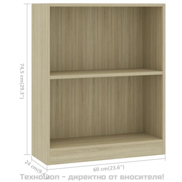 Етажерка за книги, сонома дъб, 60x24x76 см, инженерно дърво