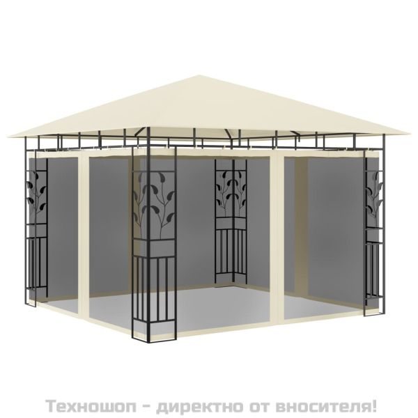 Шатра с мрежа против комари, 3x3x2,73 м, кремава, 180 г/м²