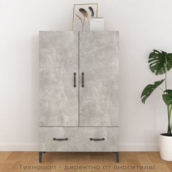 Висок шкаф, бетонно сив, 70x31x115 см, инженерно дърво