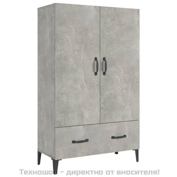 Висок шкаф, бетонно сив, 70x31x115 см, инженерно дърво