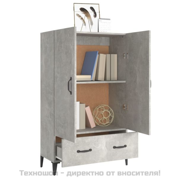 Висок шкаф, бетонно сив, 70x31x115 см, инженерно дърво