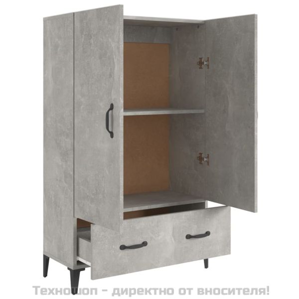 Висок шкаф, бетонно сив, 70x31x115 см, инженерно дърво