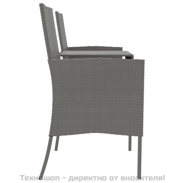 2-местен градински диван с чаена масичка, полиратан, антрацит