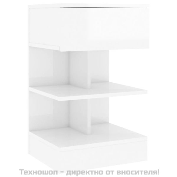 Нощни шкафчета, 2 бр, бял гланц, 40x35x65 см