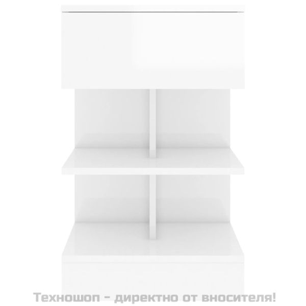 Нощни шкафчета, 2 бр, бял гланц, 40x35x65 см