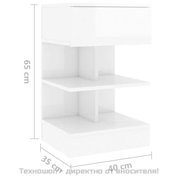 Нощни шкафчета, 2 бр, бял гланц, 40x35x65 см