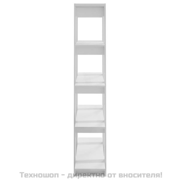 Библиотека/разделител за стая, бял гланц, 100x30x160 см