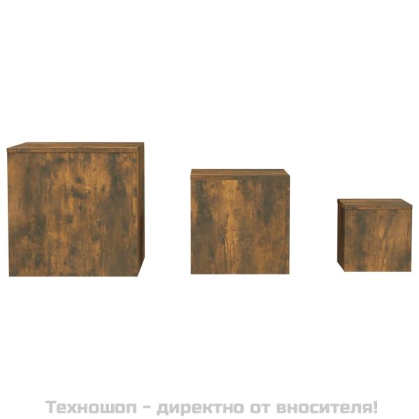 Странични маси, 3 бр, опушен дъб, инженерно дърво