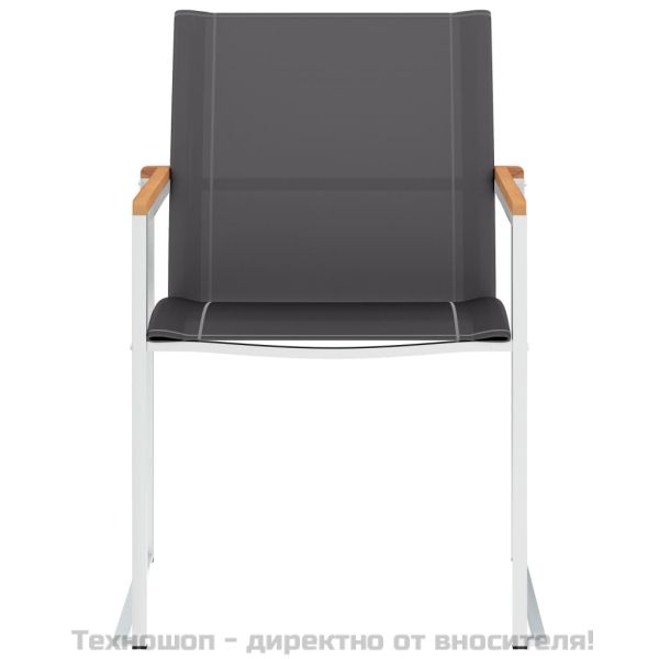 Градински столове, 4 бр, textilene и неръждаема стомана, сиви