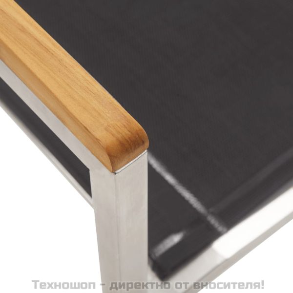 Градински столове, 4 бр, textilene и неръждаема стомана, сиви