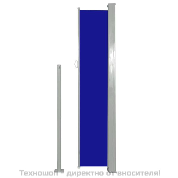 Прибираща се странична тента, 160х500 см, синя