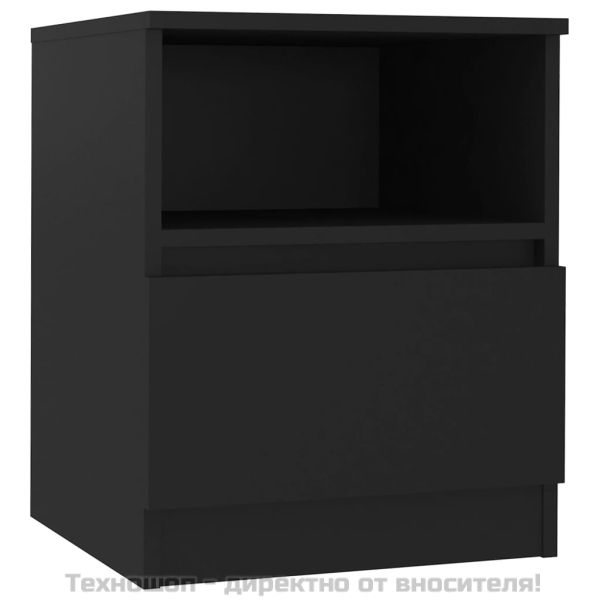 Нощни шкафчета, 2 бр, черни, 40x40x50 см, инженерно дърво