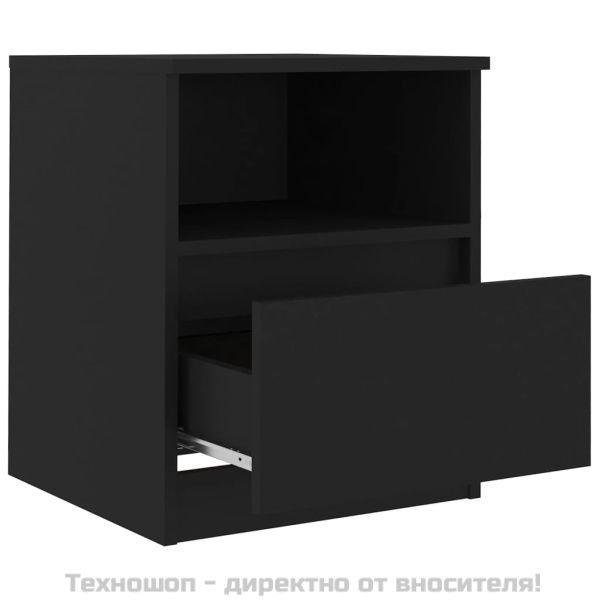 Нощни шкафчета, 2 бр, черни, 40x40x50 см, инженерно дърво