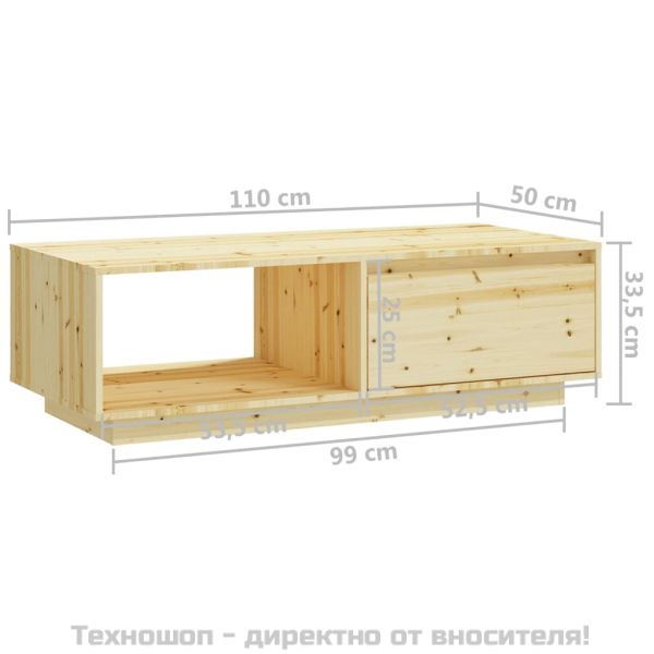 Маса за кафе, 110x50x33,5 см, чамово дърво масив