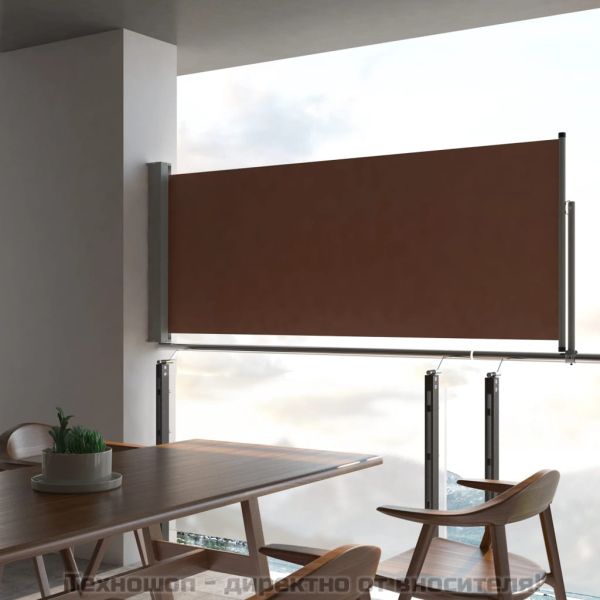 Прибираща се странична тента, 100х300 см, кафява