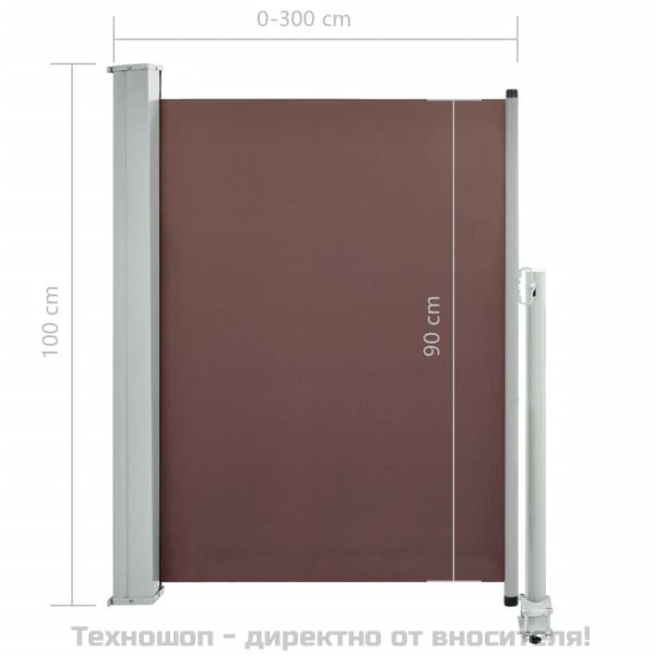 Прибираща се странична тента, 100х300 см, кафява