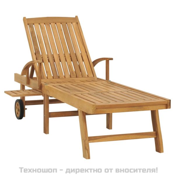 Шезлонг, тиково дърво масив