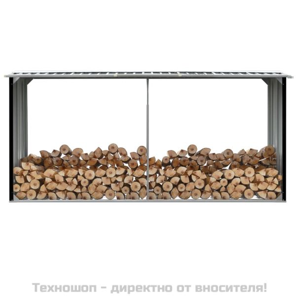 Навес за дърва, поцинкована стомана, 330x92x153 см, антрацит