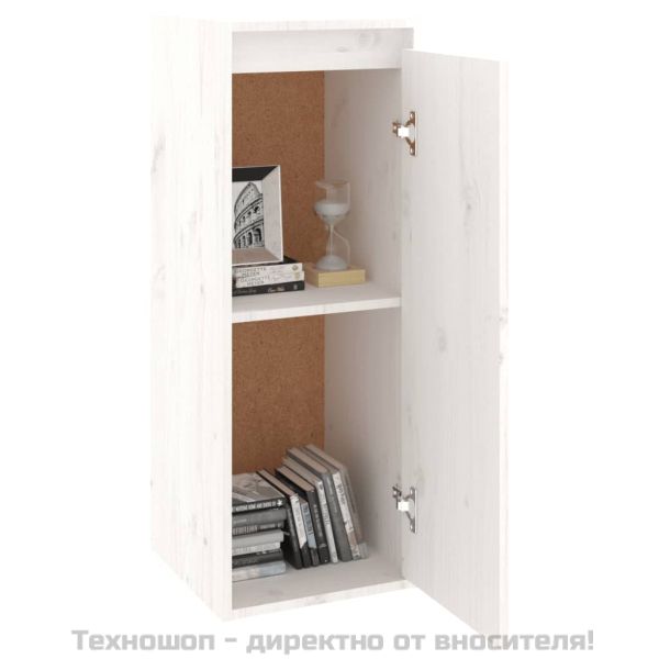 Стенен шкаф, бял, 30x30x80 см, борово дърво масив