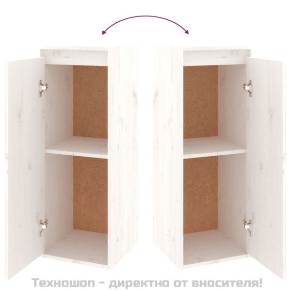 Стенен шкаф, бял, 30x30x80 см, борово дърво масив