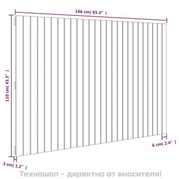 Стенна табла за спалня, меденокафява, 166x3x110 см, бор масив