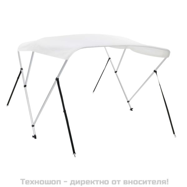 Тента за лодка, 3 дъги, бяла, 183x160x137 см