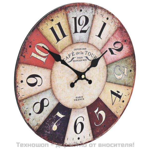 Винтидж стенен часовник, цветен, 30 см