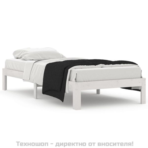 Рамка за легло, бяла, бор масив, 90х200 см