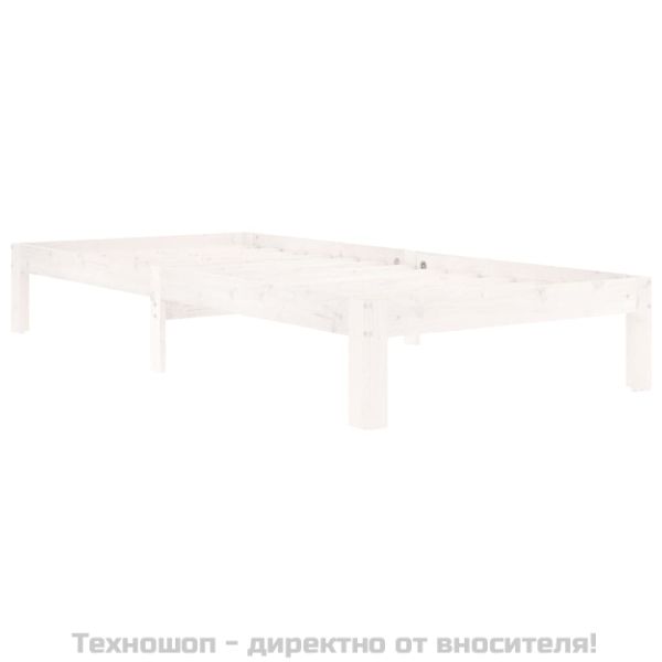 Рамка за легло, бяла, бор масив, 90х200 см