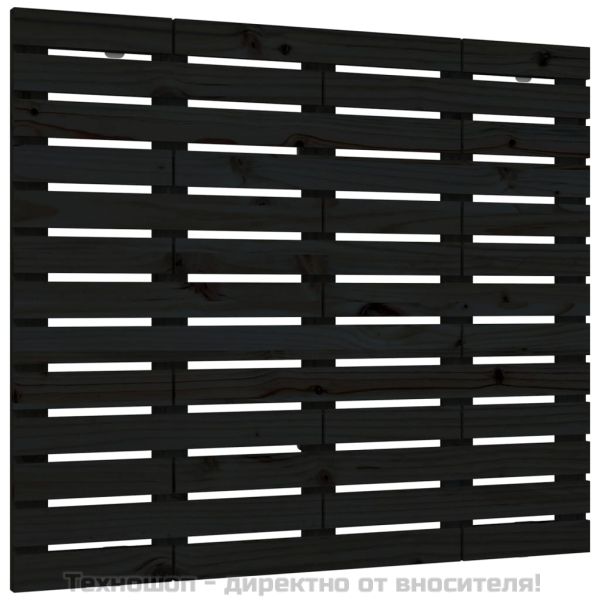 Стенна табла за спалня, черна, 126x3x91,5см, борово дърво масив