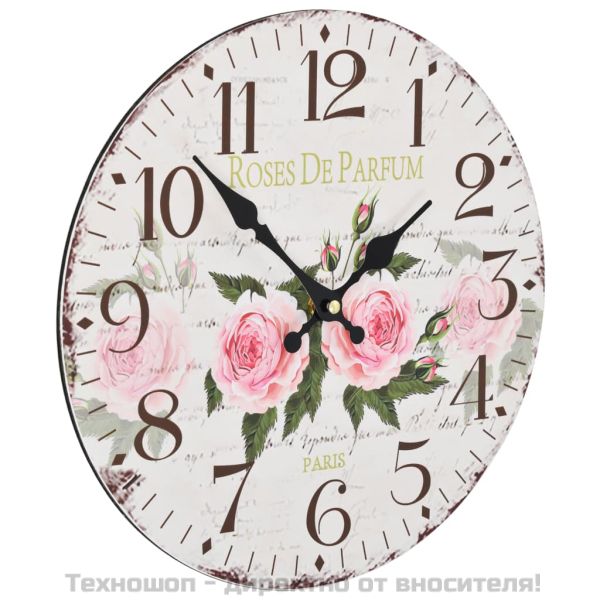 Винтидж стенен часовник Цветя, 30 см