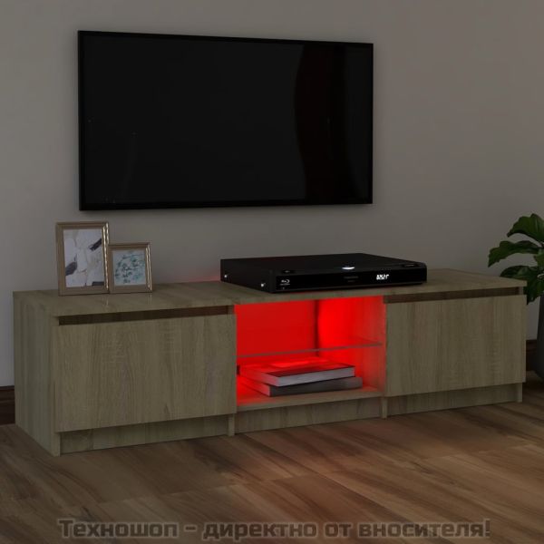 ТВ шкаф с LED осветление, дъб сонома, 120x30x36 см