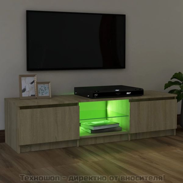 ТВ шкаф с LED осветление, дъб сонома, 120x30x36 см
