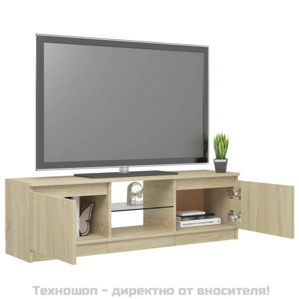 ТВ шкаф с LED осветление, дъб сонома, 120x30x36 см