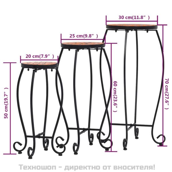 Мозаечни маси, 3 бр, теракота, керамика