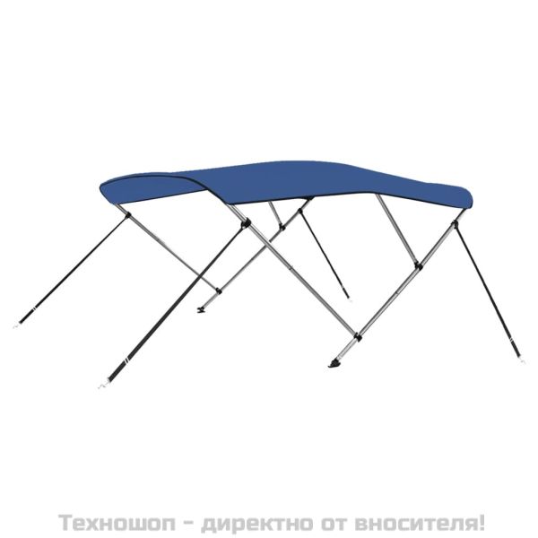 Тента за лодка, 3 дъги, синя, 183x160x137 см