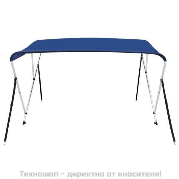 Тента за лодка, 3 дъги, синя, 183x160x137 см