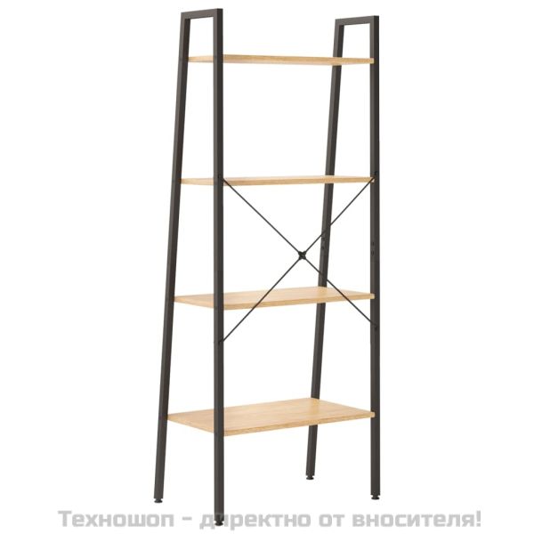 Стояща етажерка с 4 рафта светлокафяво и черно 56x35x140 см