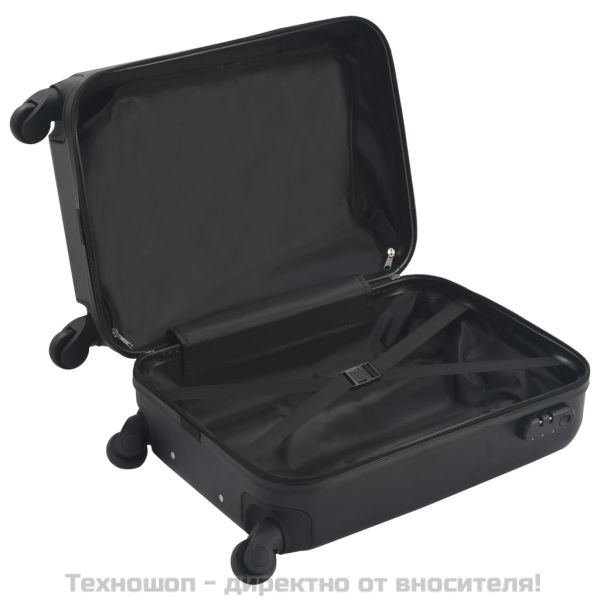 Твърд куфар с колелца, черен, ABS