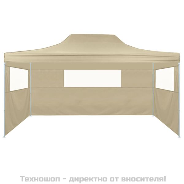 Сгъваема шатра с 3 стени, 3x4,5 м, кремава