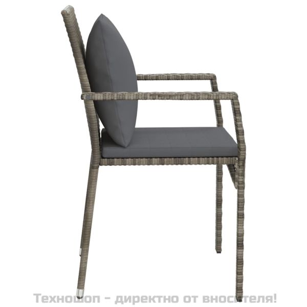Градински столове с възглавници, 2 бр, полиратан, сиви